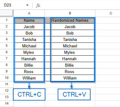 Randomize List Using the Randomize Range Tool