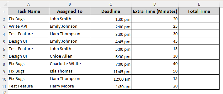 Format Your Dataset First According to Excel Time Format