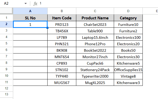 Add Serial Number Using the Fill Handle