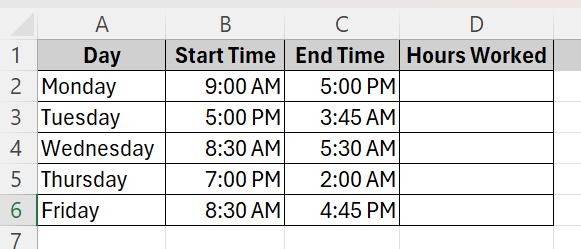 Prerequisite Task: Enter Time in The Correct Format in Excel
