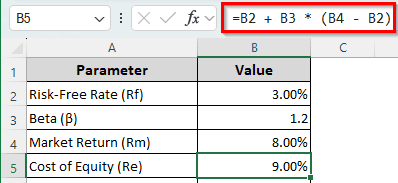 Calculating WACC in Excel with a Regular Formula
