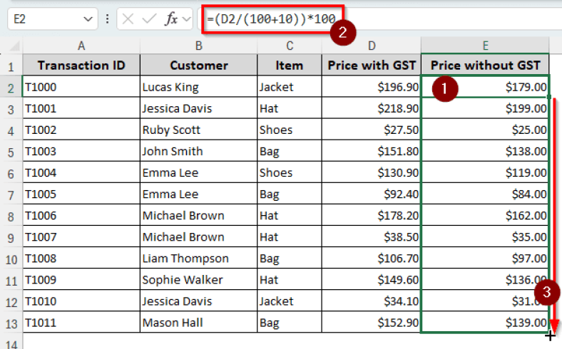 How to Remove GST from Total Amount in Excel (2 Easy Ways) - Excel Insider