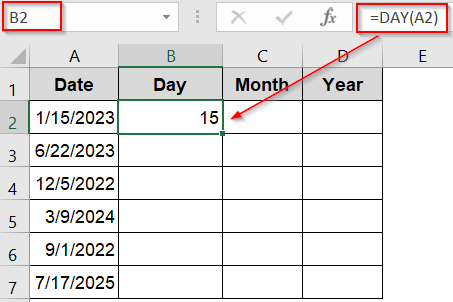 Use DAY, MONTH, and YEAR Functions to Extract Date Parts