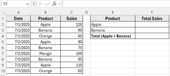 Using SUMIFS with Multiple Criteria in Same Column