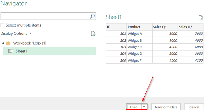 Merge Workbooks Using Power Query