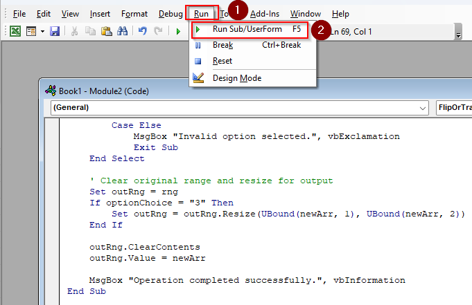 Custom VBA Macro to Flip Table Data by Columns and Rows