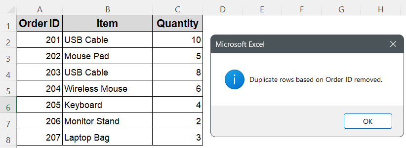 Eliminate Duplicate Rows Based on a Single Column with VBA