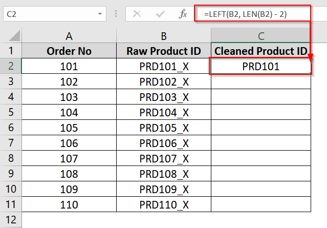 Combining LEFT and LEN Function to Remove Last n Unwanted Characters