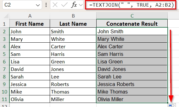 CONCAT Function Joins Without a Separator