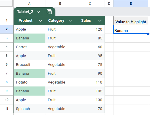 Highlight Matching Cells with Conditional Formatting