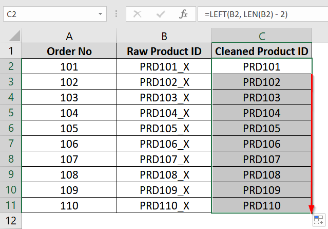 Combining LEFT and LEN Function to Remove Last n Unwanted Characters