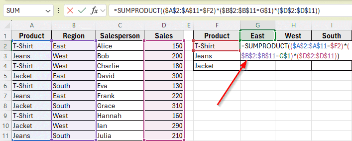 Alternative to SUMIF: SUMPRODUCT for More Control