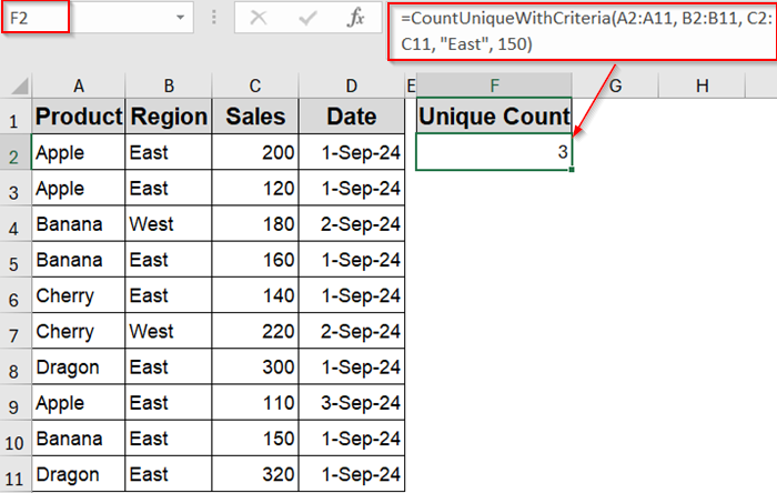 Count Unique Values with VBA User-Defined Function (All Excel Versions)