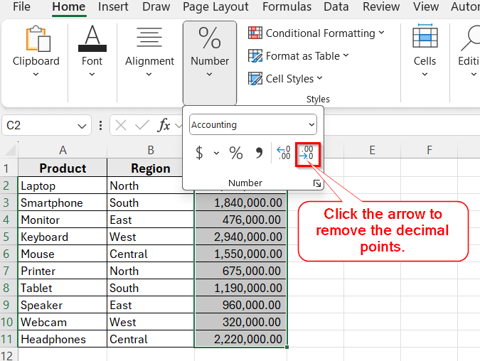 Format Numbers Instantly Using the Comma Style Button
