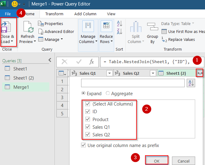 Merge Workbooks Using Power Query