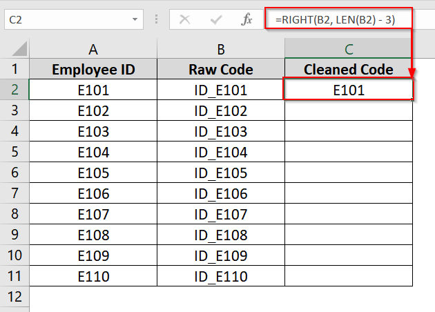 Combining RIGHT and LEN Function to Remove First n Unwanted Characters