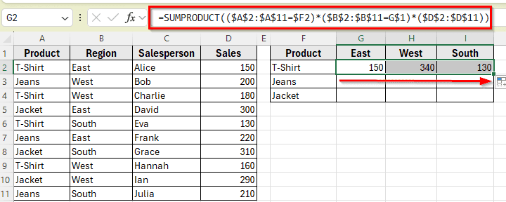 Alternative to SUMIF: SUMPRODUCT for More Control