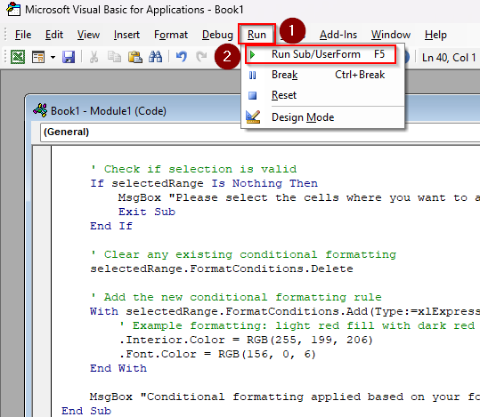 Applying Conditional Formatting Based On Another Cell Range Using VBA Coding
