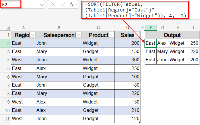 Combine FILTER with SORT to Create Filtered Outputs