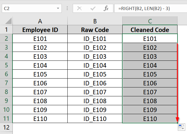 Combining RIGHT and LEN Function to Remove First n Unwanted Characters