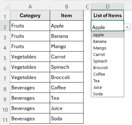 Create an Expandable Drop-Down List That Updates Automatically