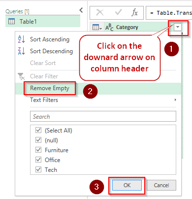 Deleting Empty Cells and Moving Data with Power Query