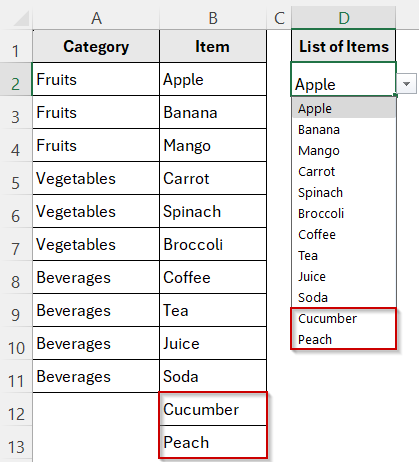 Create an Expandable Drop-Down List That Updates Automatically