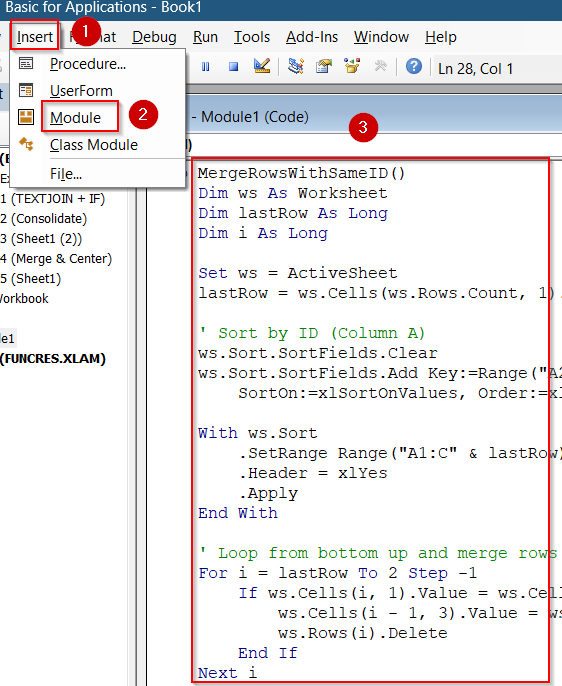 Apply VBA Macro to Automatically Merge and Sum Rows
