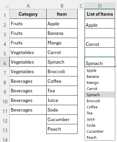 Create an Expandable Drop-Down List That Updates Automatically