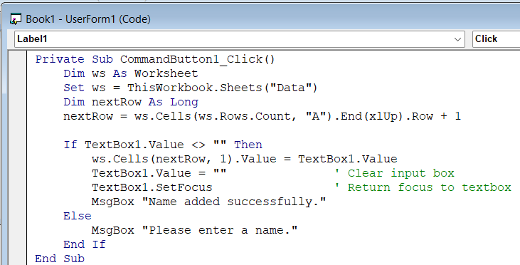 Create a Simple UserForm for a Single Input