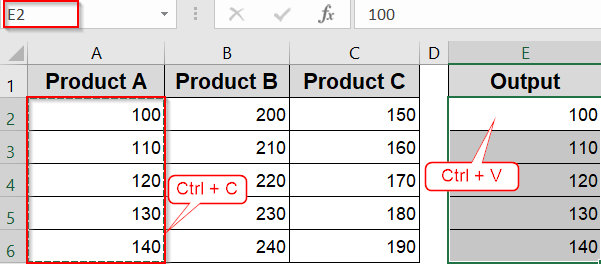 Use Copy and Paste to Consolidate Columns Manually