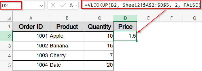 Standard Merge Using VLOOKUP from Another Sheet
