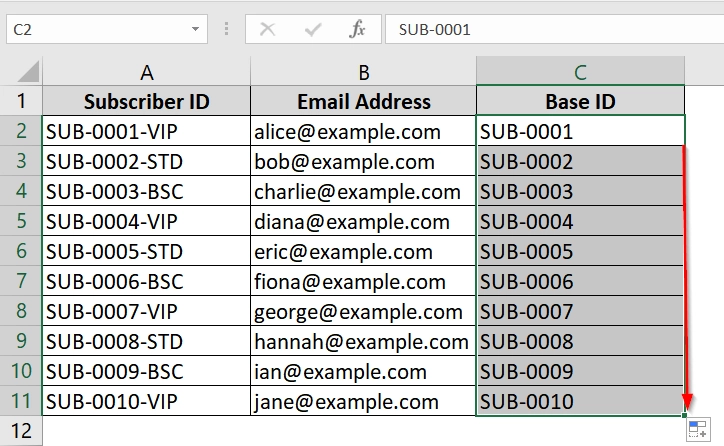 Application of Flash Fill Tool to Remove the Last Three Characters From a Cell