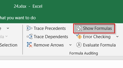 Disable Show Formulas Mode to Return Value of Cell Instead of Formula