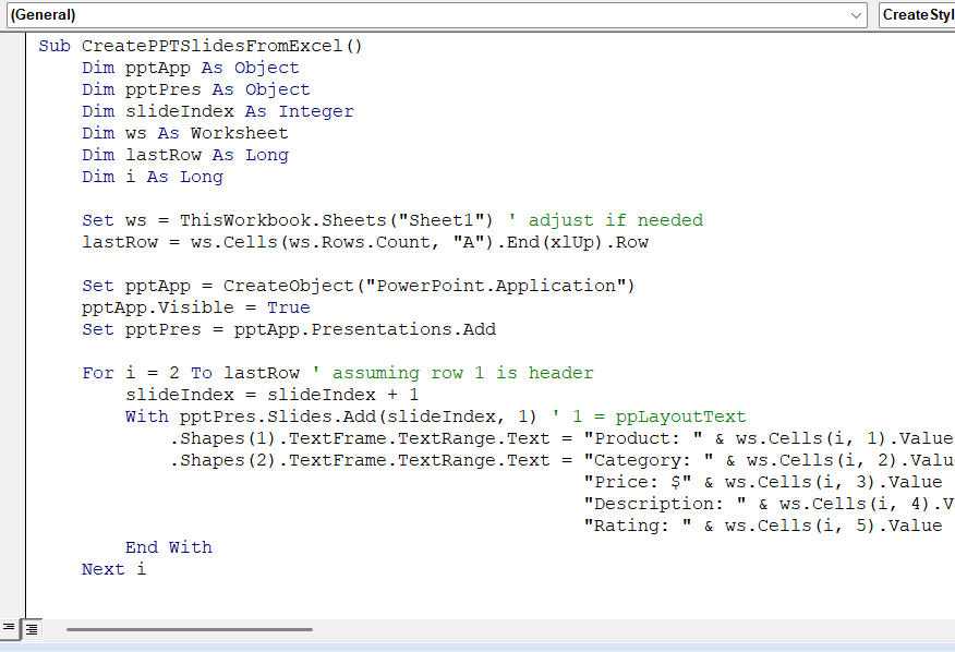Using VBA Macro to Generate PowerPoint Slides Automatically