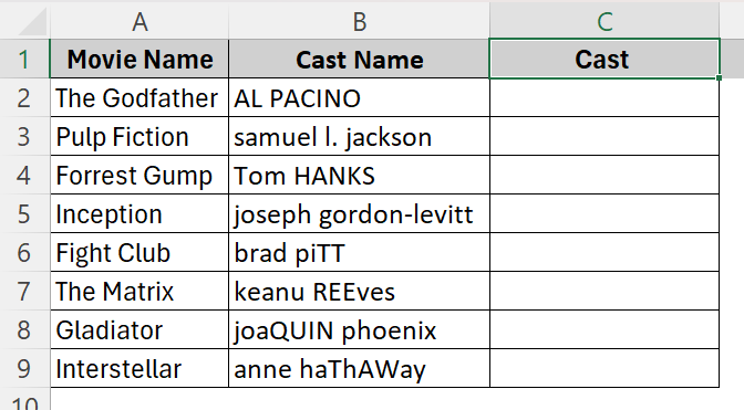 Use PROPER Function to Capitalize First Letter of Each Word
