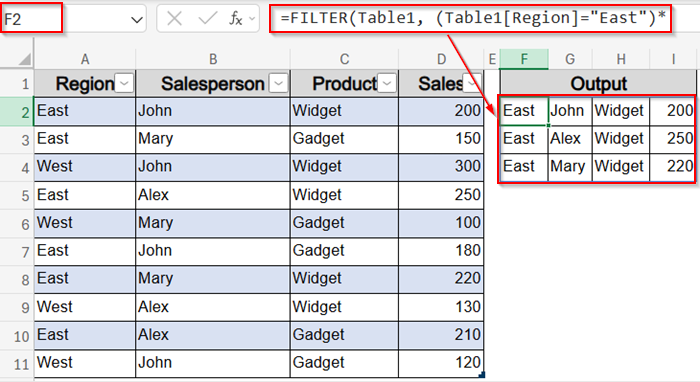 Apply the FILTER Function for Instant Multi-Criteria Results (Excel 365/2021)