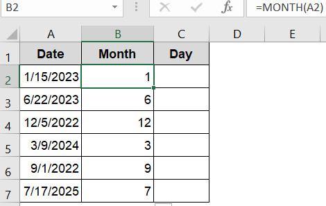 Use the MONTH and DAY Functions