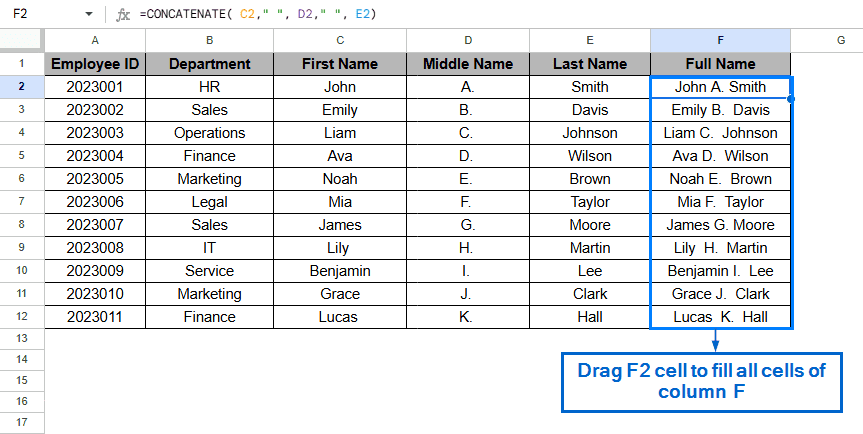 Concatenate Multiple Cells Using the CONCATENATE Function