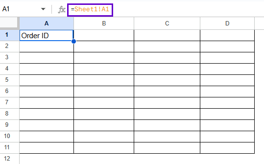 Using Direct Cell Reference to Copy Data from One Sheet to Another