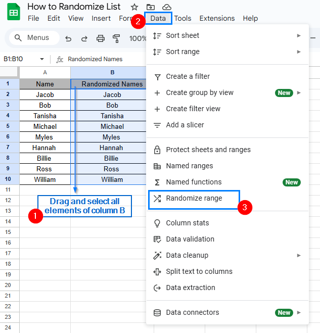 Randomize List Using the Randomize Range Tool