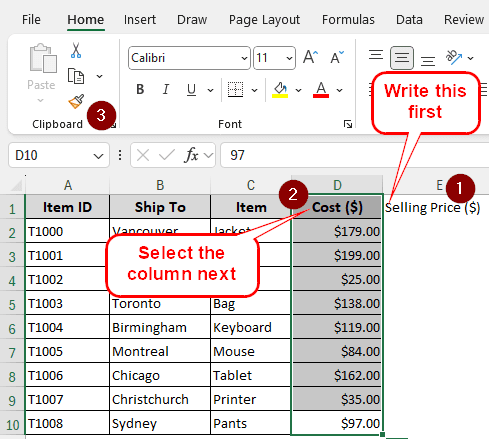 Calculating Selling Price from Cost and Margin