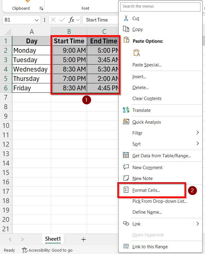 Prerequisite Task: Enter Time in The Correct Format in Excel
