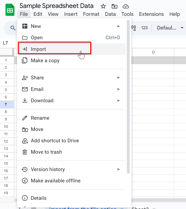 Import Excel into Google Sheets Using the Built-in Feature