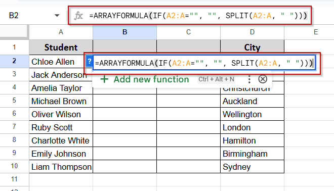 SPLIT + ARRAYFORMULA to Handle Multiple Rows at Once
