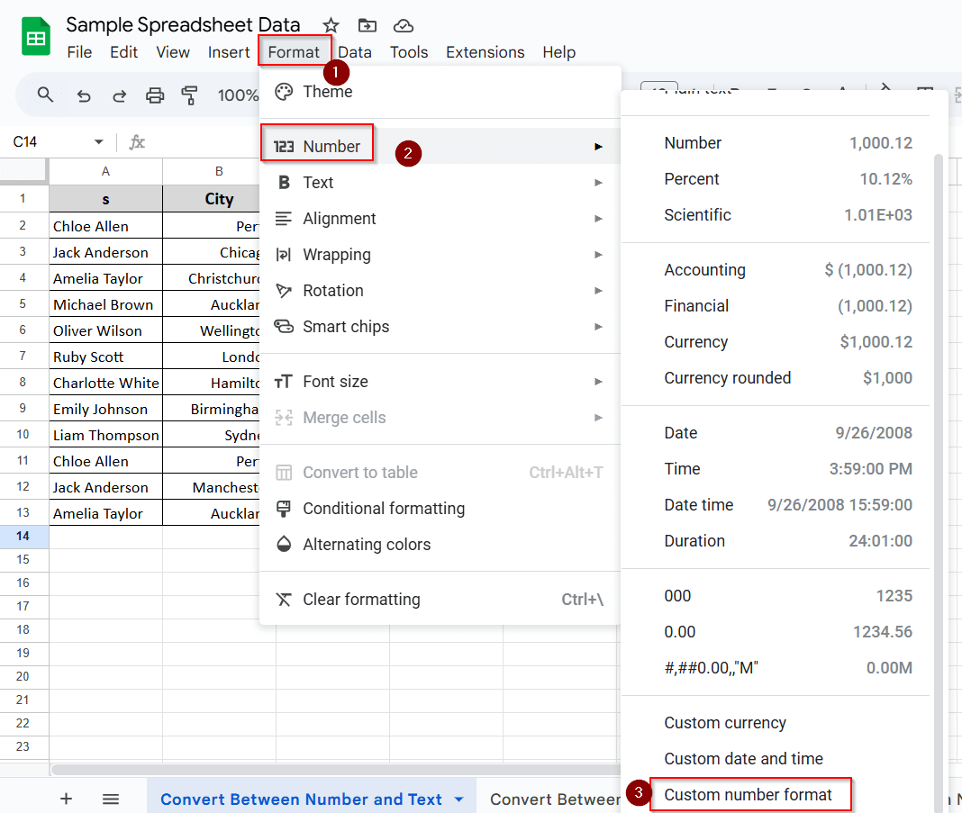 Changing to Custom Number Format