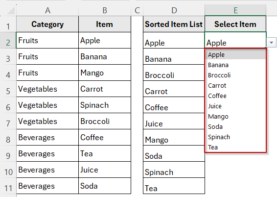 Sort a Drop-Down List Alphabetically Without Rearranging Your Data