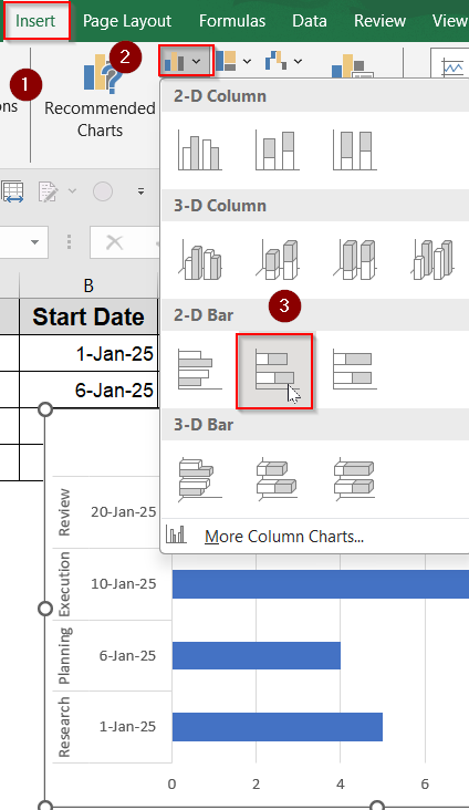 Create a Gantt Chart Timeline in Excel