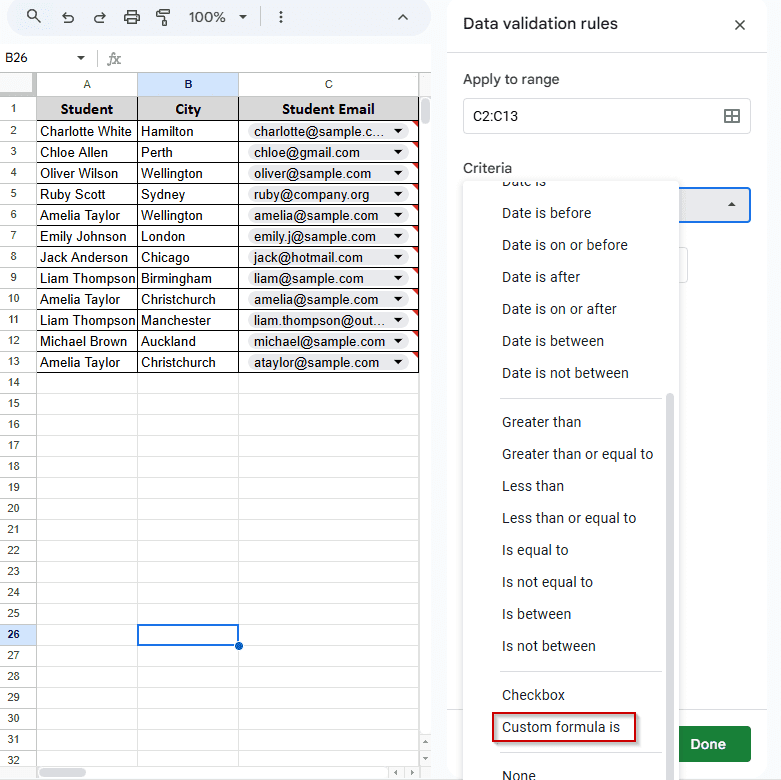 Domain-Specific Email Validation