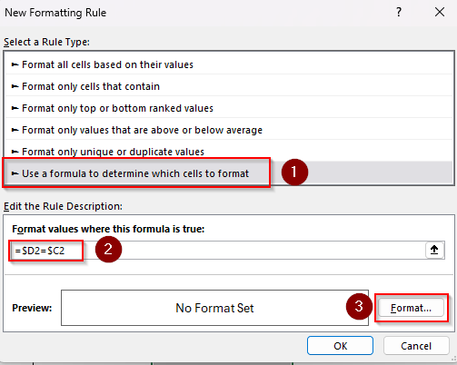 Conditional Formatting Using the Equal to and Not Equal to Operators